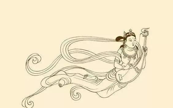 中国传统艺术博大精深，敦煌壁画飞天手稿素材