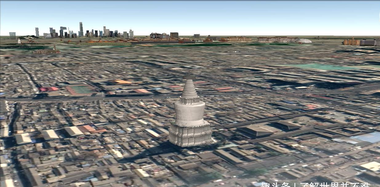 卫星图三维鸟瞰中国几大名塔,铁塔,虎丘塔,大雁塔,六合塔