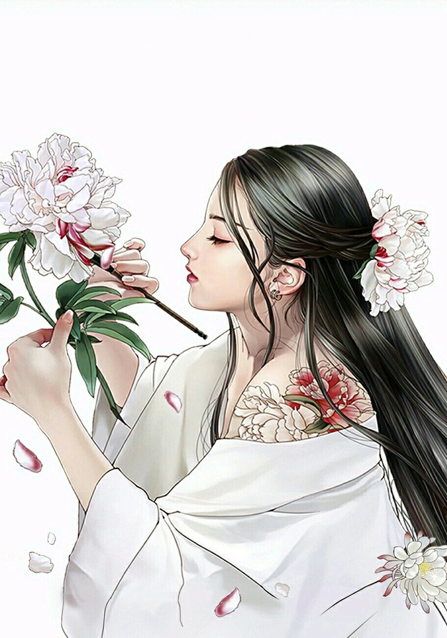 古风手绘女生唯美壁纸,你温柔的眼神里,有一种淡淡的空灵!