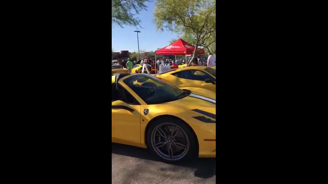 这是车展还是私人聚会？全是黄色法拉利跑车真的太霸气了！