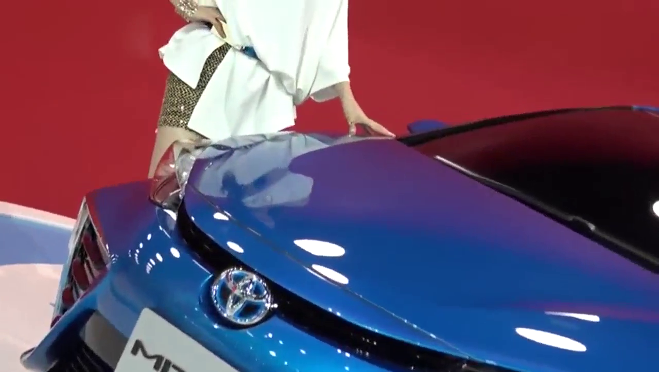 车展上的美车模，长得十分清秀