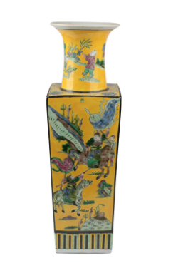 皇廷拍卖瓷器精品推荐：大清康熙年制五彩人物故事图四方瓶