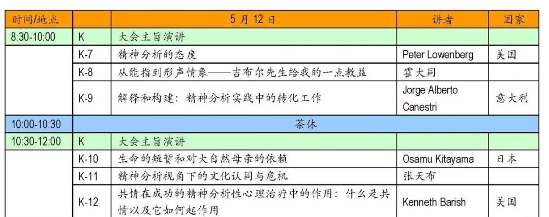 2019第六屆中國精神分析大會日程表