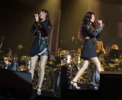 张韶涵演唱会跳热舞，真的是美到不敢认，却立马暴露“真实腿长”