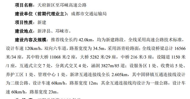 天邛高速（天府新区至邛崃高速公路）详细走向及互通立交设置情况