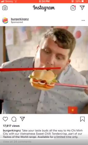 美国汉堡王新广告用筷子吃汉堡，被批嘲笑亚洲人，引起网友愤怒