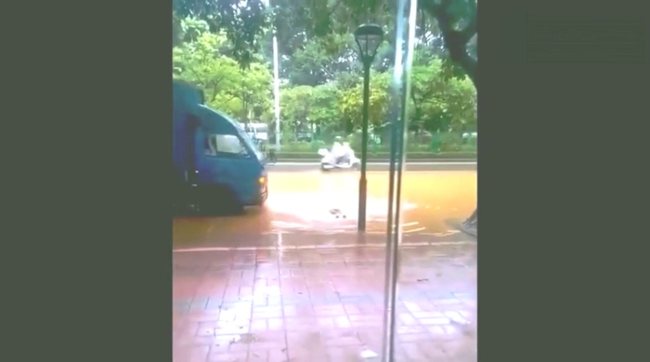 三轮车突然窜了出来，大卡车来不及刹车，太惨了