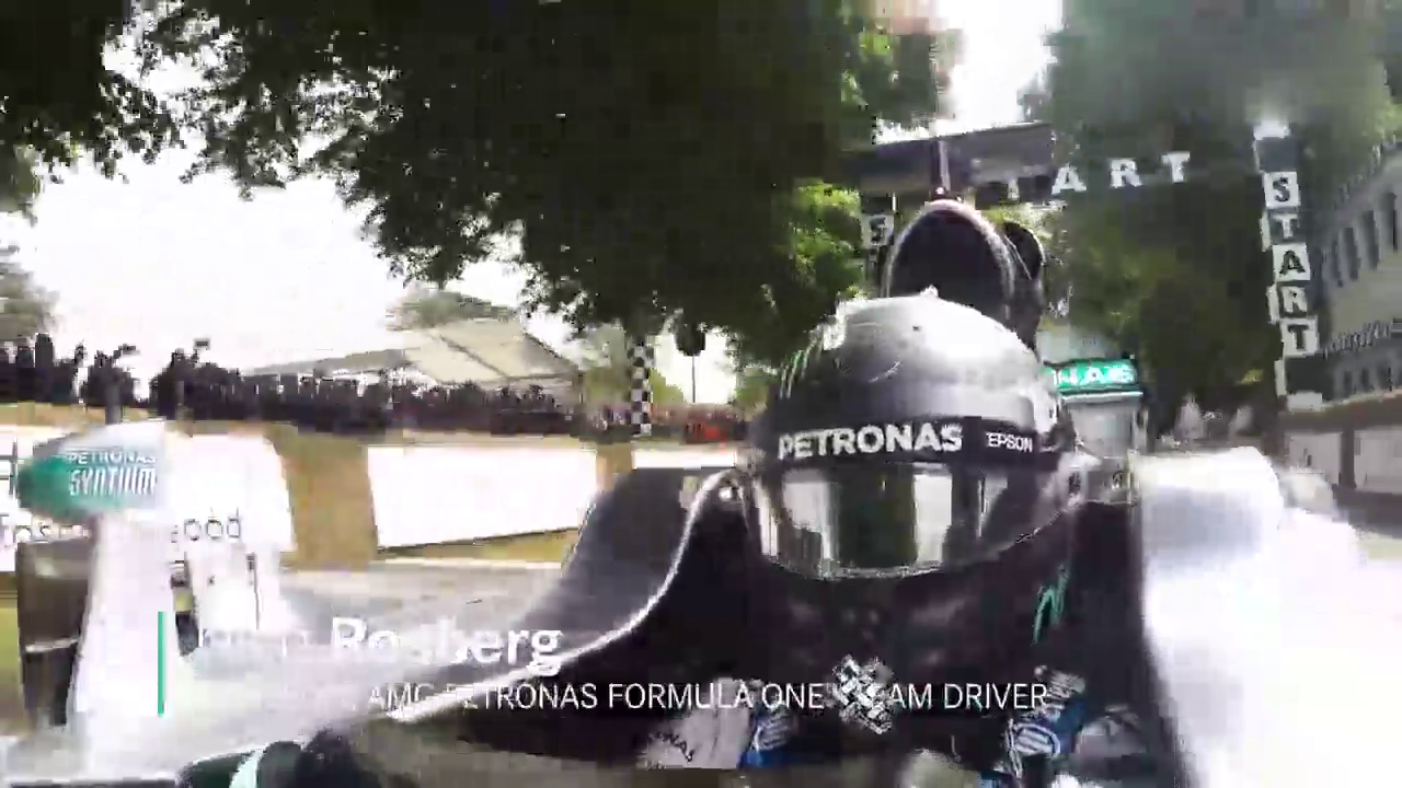 罗斯伯格开F1赛车 古德伍德赛道狂飙