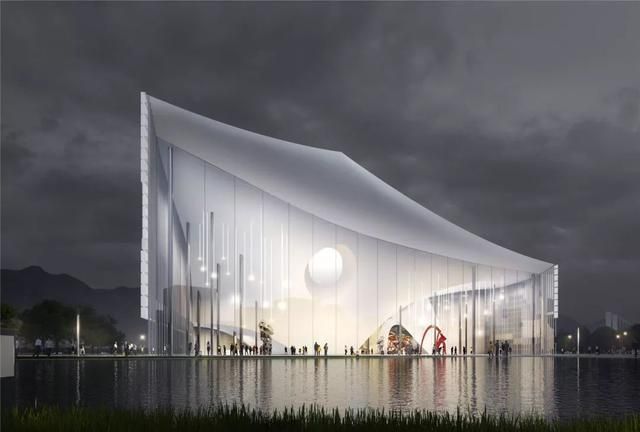福建美术馆概念性方案设计,建筑呈现"海浪"形态
