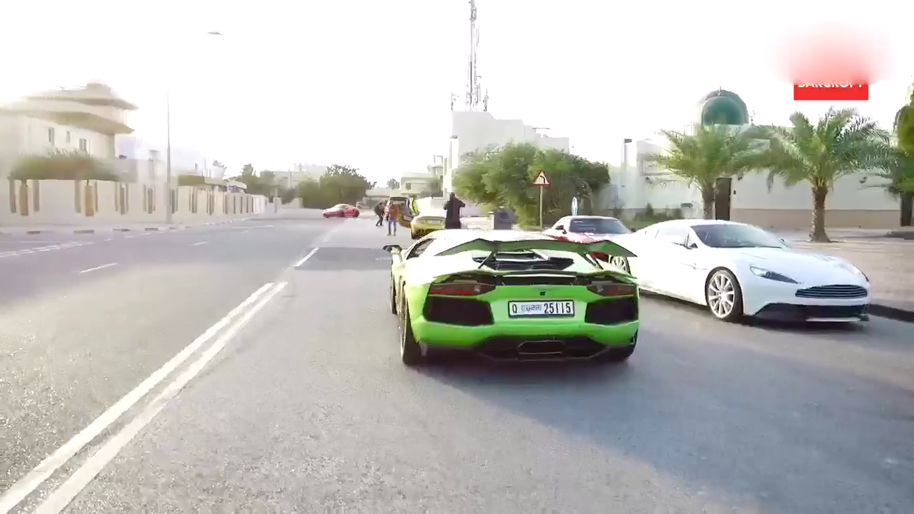 数十辆跑车高速路上迅游 卡达尔土豪真疯狂