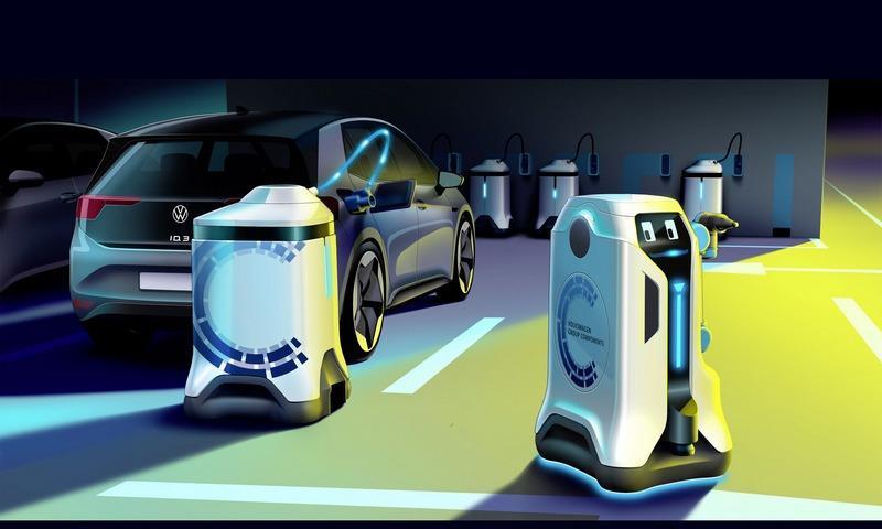 不用傻傻寻找充电站，一键呼叫，大众充电机器人直接上门服务