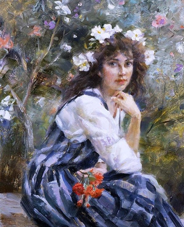 美国gregory frank harris的油画,美丽温柔的女性人物