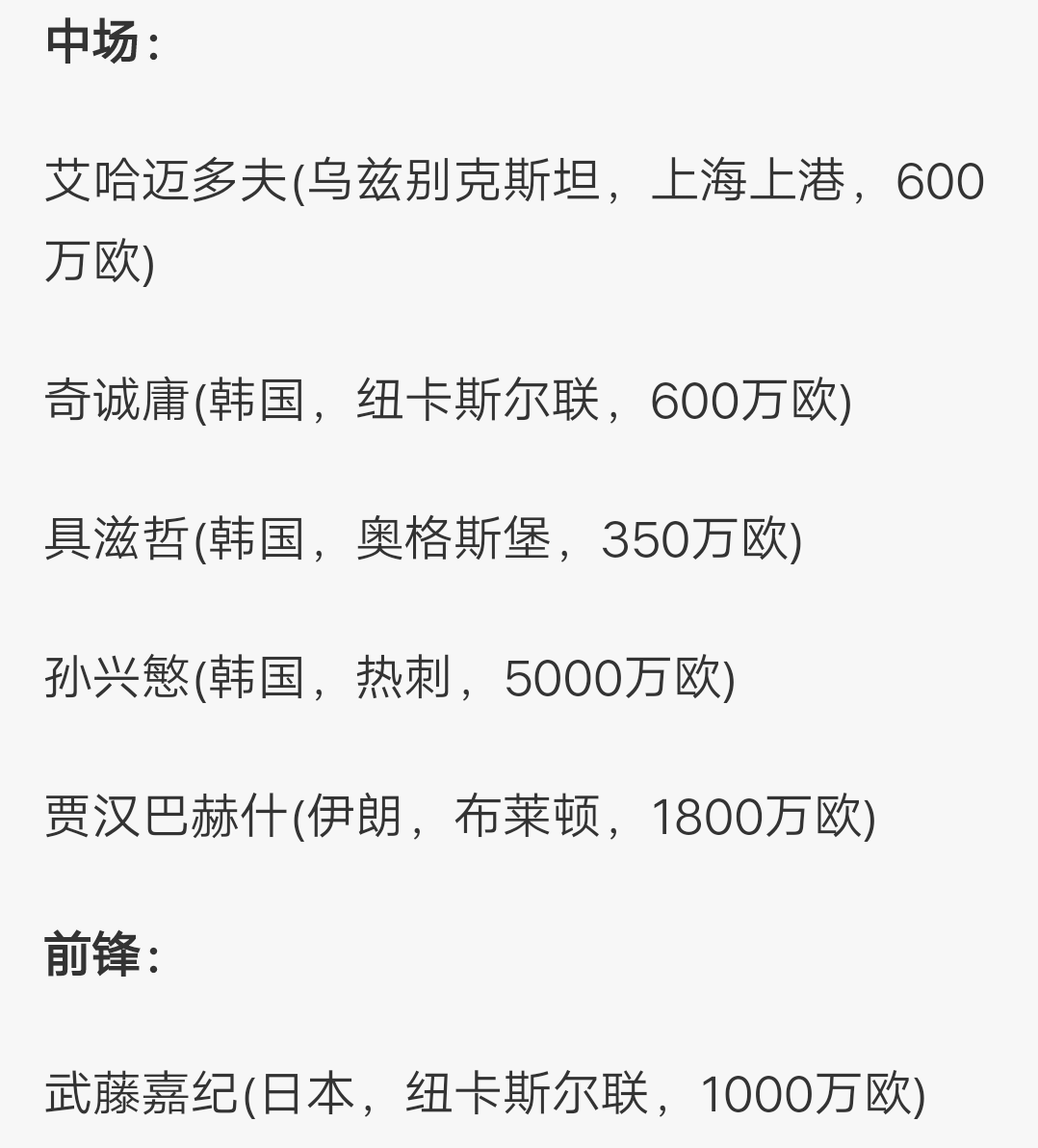 德国转会市场公布阿联酋亚洲杯最贵11人阵容