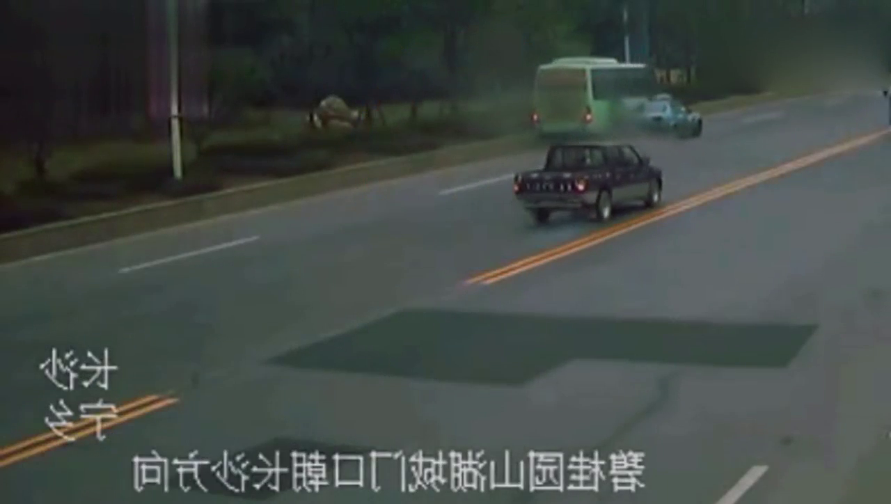 出租车开到大客车前面就变道，被撞上了