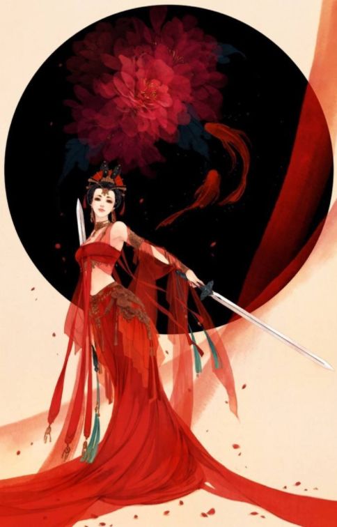 古风红衣女子手机壁纸,你红衣妩媚,却挡不住眼中的忧伤