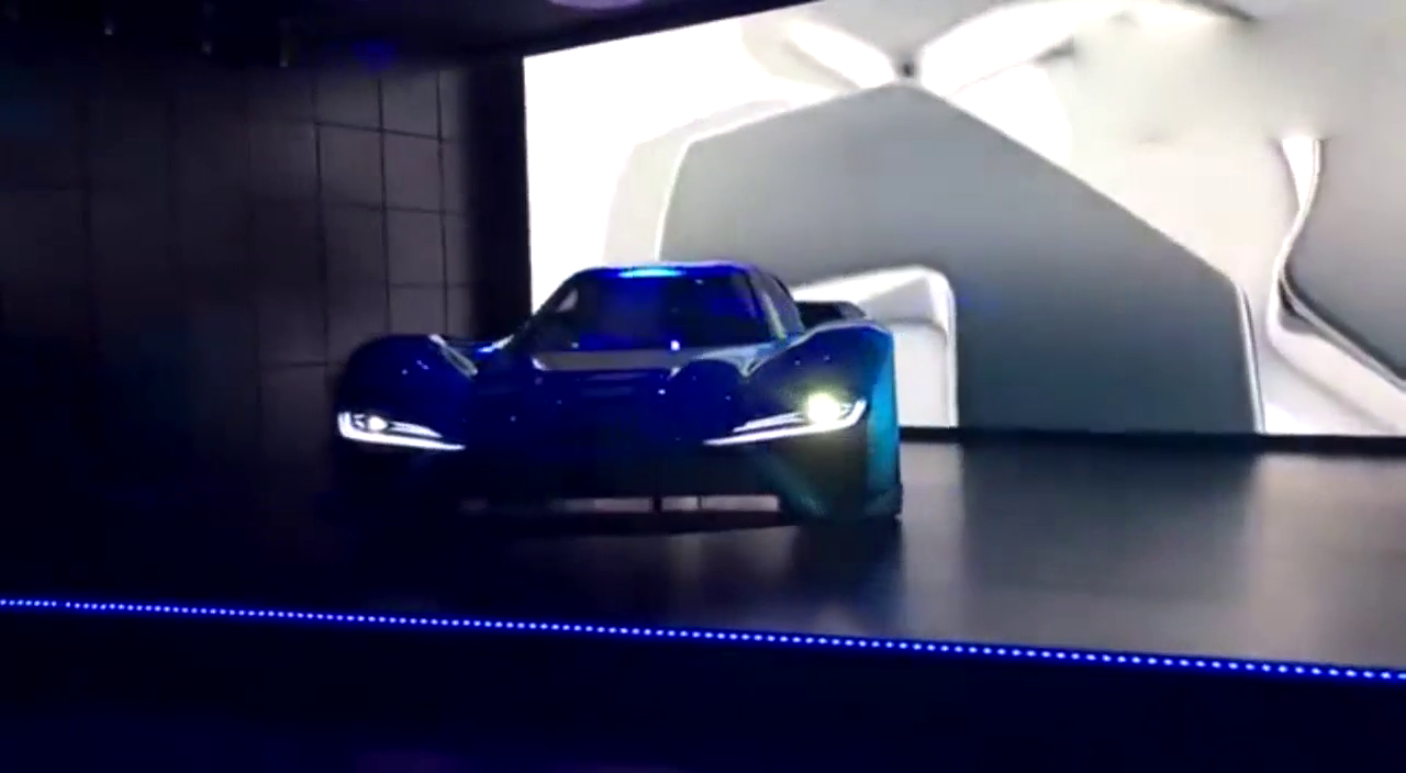 中国蔚来电动超跑发布会现场，纽北最速电动车NIO EP9首秀