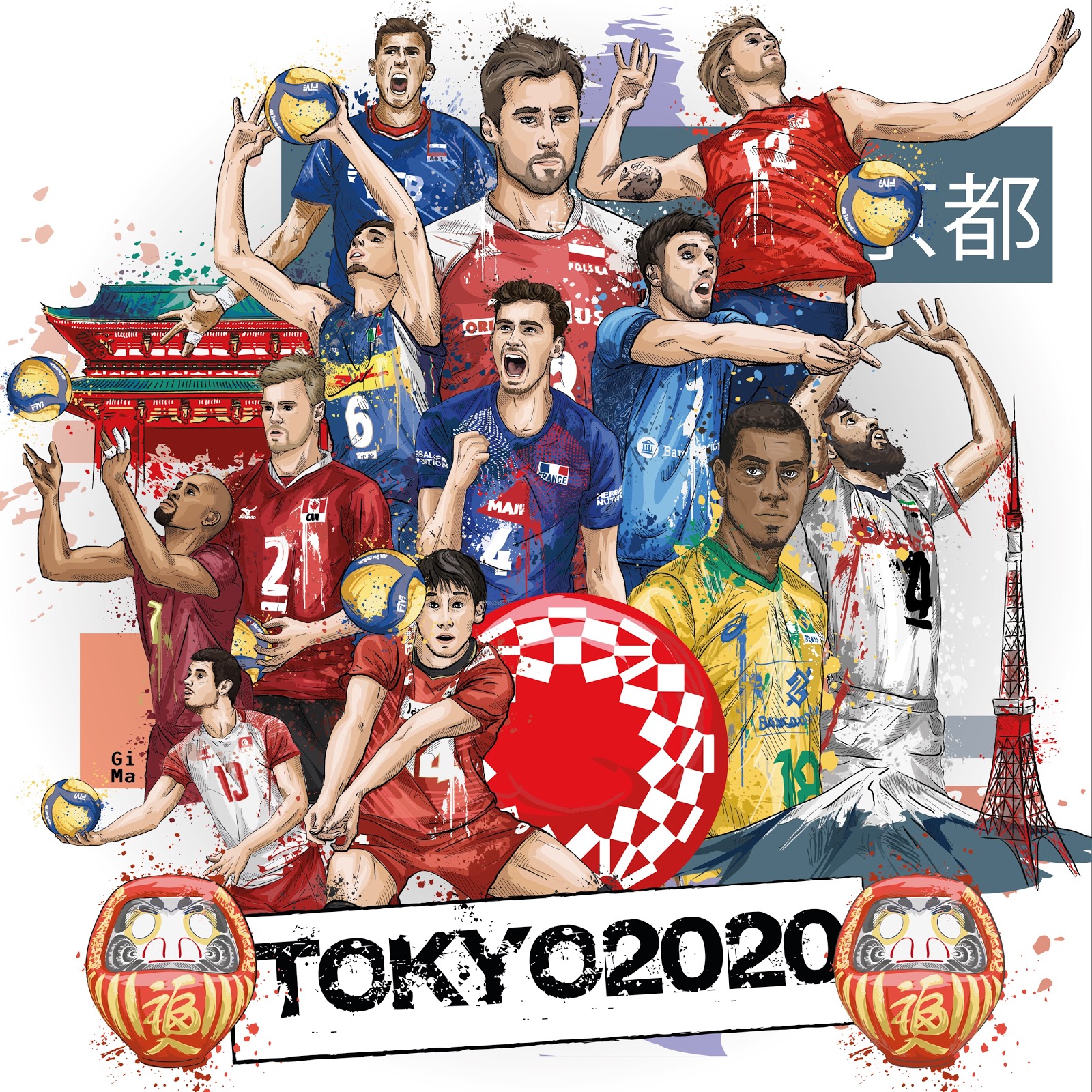 2020年东京奥运会动漫,2020年东京奥运会海报 国际排联发布2020东京奥运会男排&女排动漫海报!