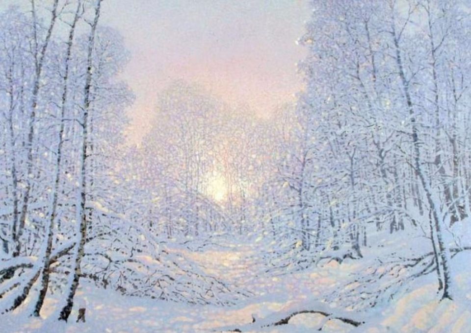 功勋艺术家弗拉基米尔克雷洛夫的雪景作品