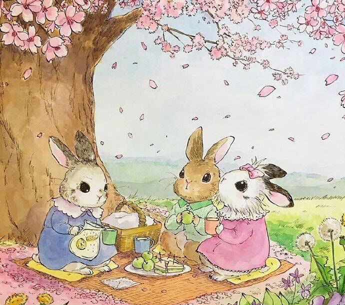 超萌的小兔兔绘画,生活在童话世界里的小兔兔,可爱又治愈