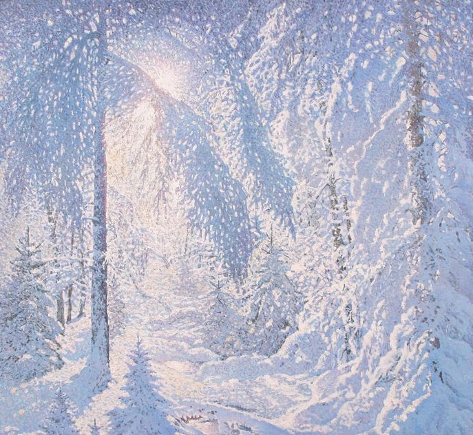 功勋艺术家弗拉基米尔克雷洛夫的雪景作品