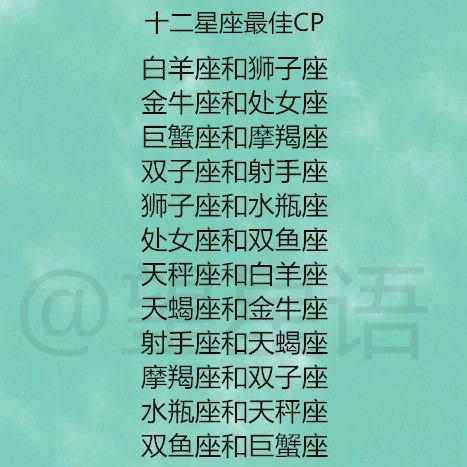 十二星座最佳cp配对