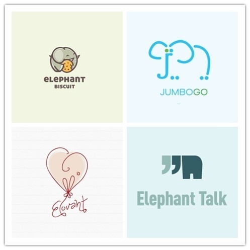 小象动物logo标志设计
