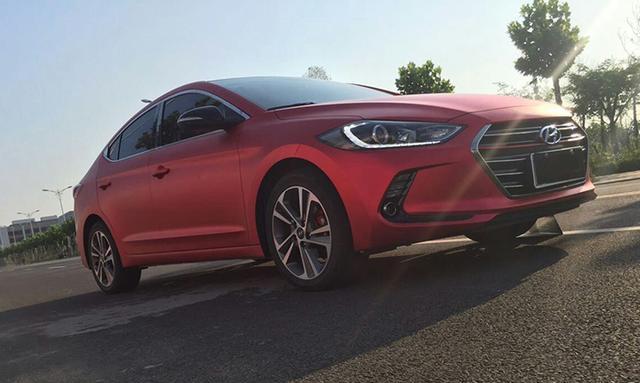 现代领动汽车改色绸缎冰红贴膜效果图