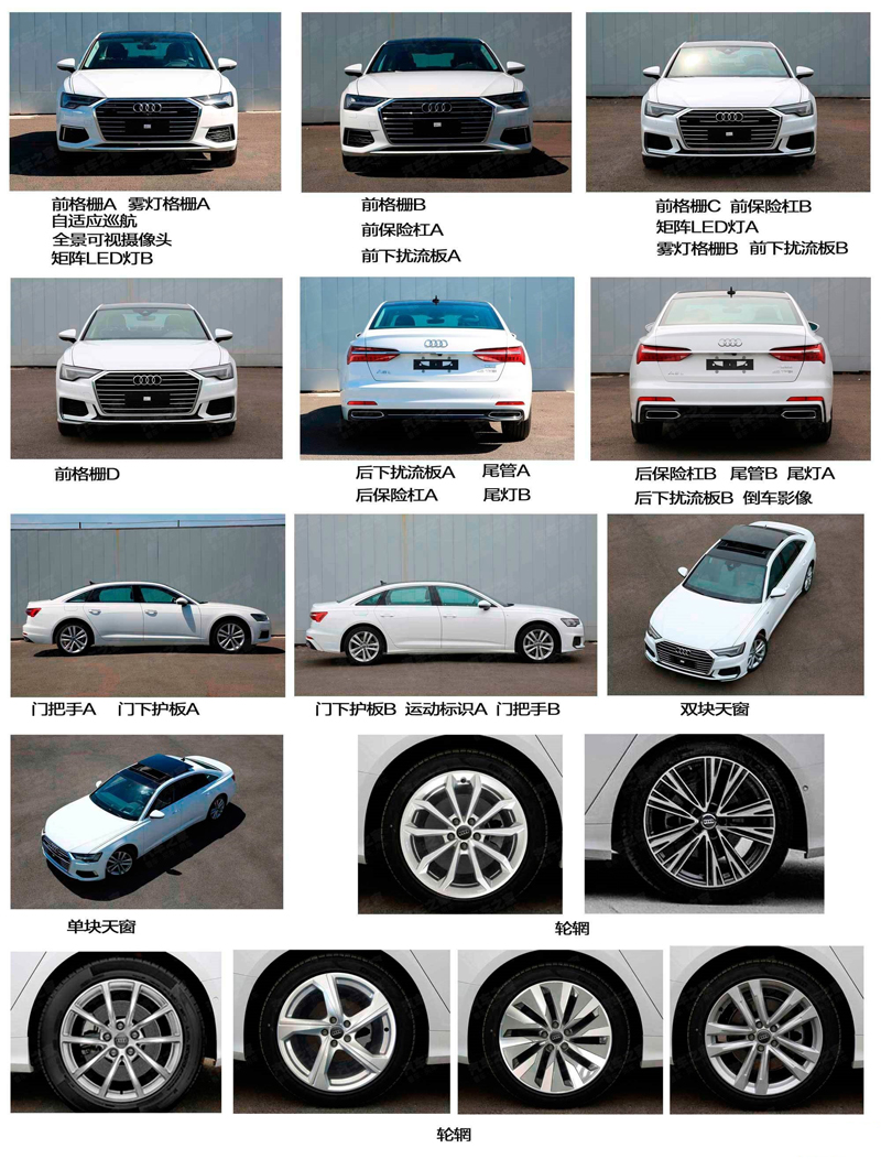 延续海外版设计 奥迪全新A6L申报图曝光 有望2019年初亮相