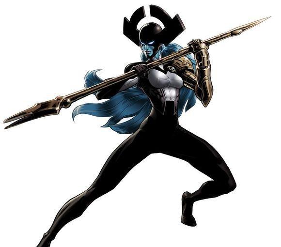 灭霸手下黑曜五将里杀戮成性的女魔头,被黑寡妇打败,暗夜比邻星