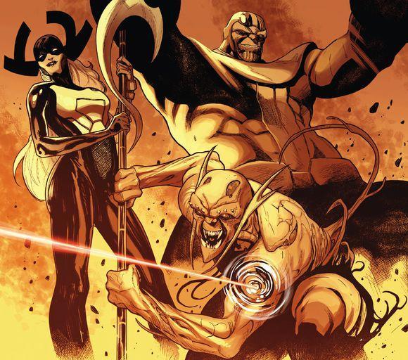 灭霸手下黑曜五将里杀戮成性的女魔头，被黑寡妇打败，暗夜比邻星