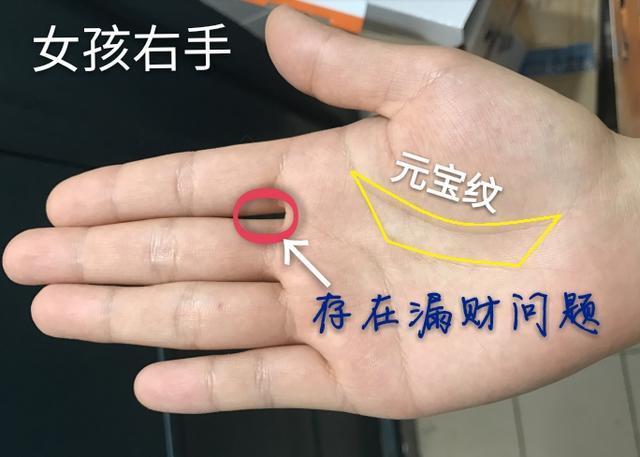 第五,手相元宝纹/手掌漏财