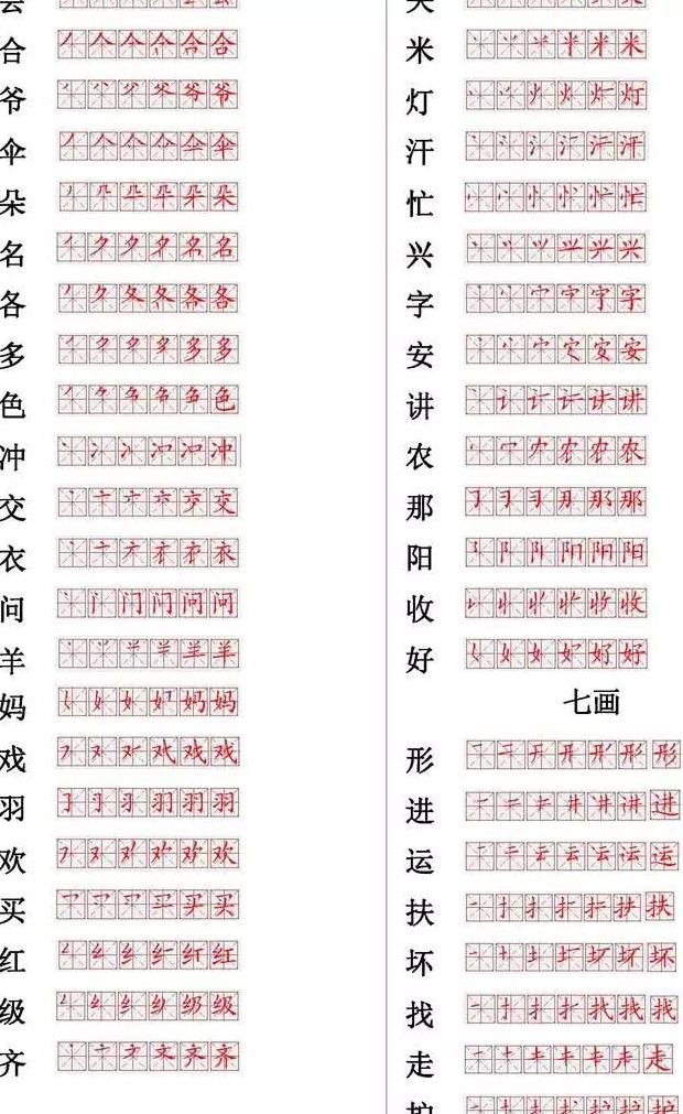 小学常用560个汉字笔画笔顺表收藏好暑假让孩子练习