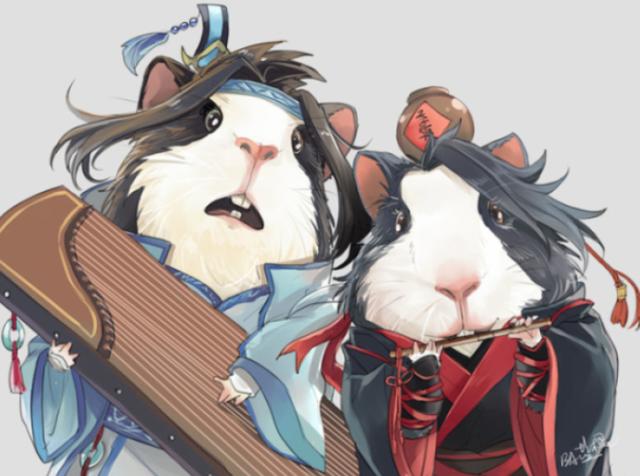 超帅气的二次元古风动漫美男子，魏无羡送蓝忘机的小兔子超可爱!