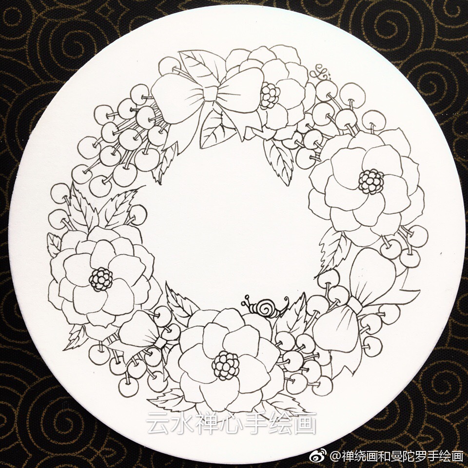 来自 画师的投稿 | 小清新花卉线稿花环,水彩,马克笔