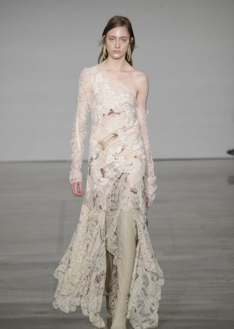 纯真性感的双面蕾丝晚礼服