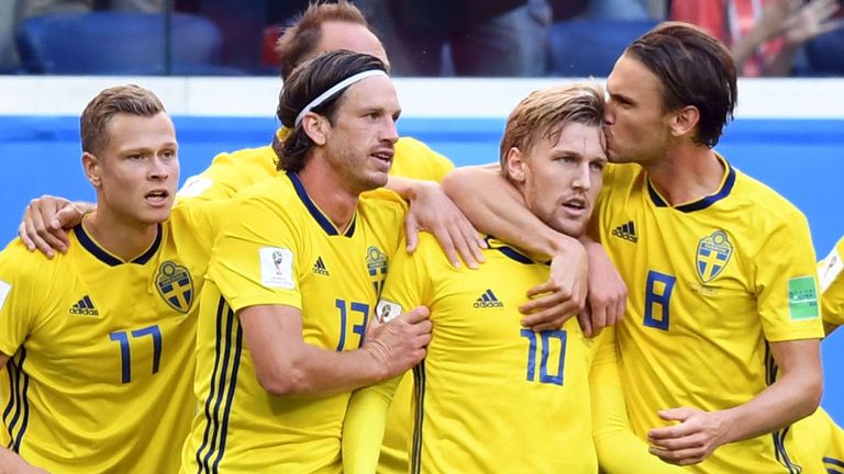 瑞典队1-0瑞士队:福斯伯格获胜者在世界杯16强