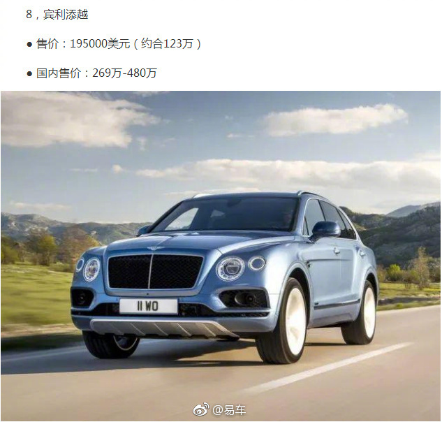 史上最贵的8辆SUV，其中一辆能买230辆陆巡
