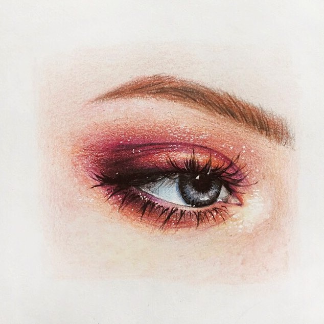 韩国插画师的彩铅眼睛手绘参考,图1的漂亮双眸