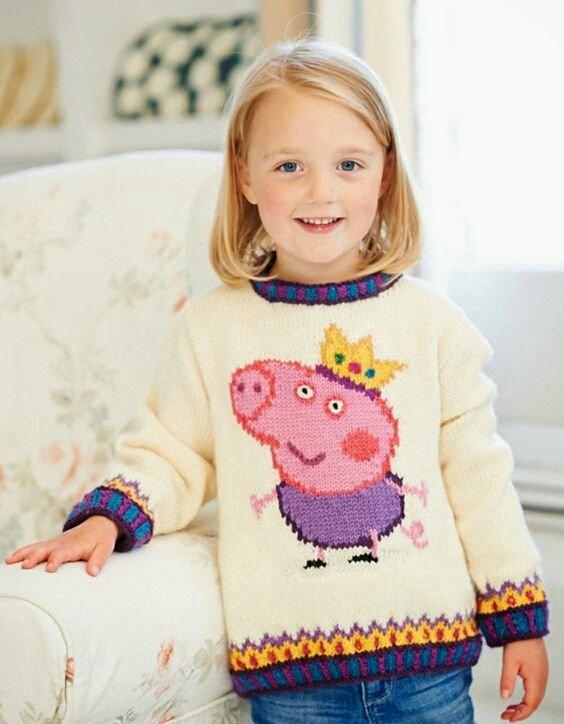 让小猪佩奇跳到宝宝毛衣上,宝宝毛衣图案之小