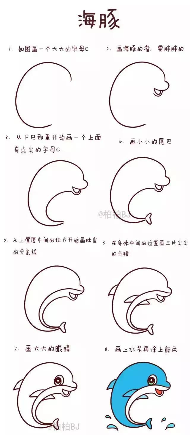 巧虎、小黄人、海豚简笔画,简单又可爱,一定要收藏教给孩子!