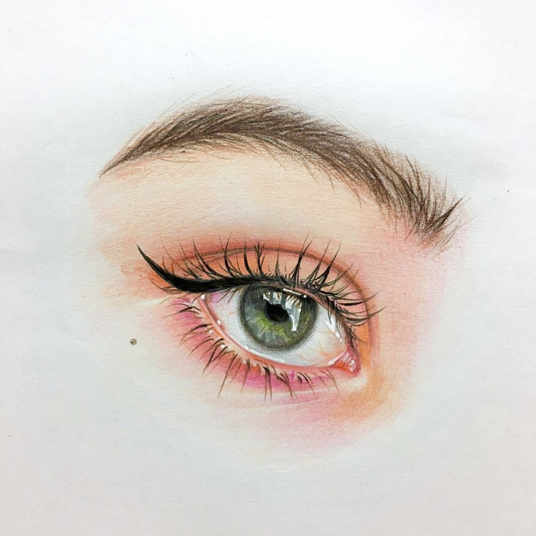 韩国插画师的彩铅眼睛手绘参考,图1的漂亮双眸