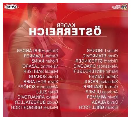 奥地利大名单:德甲球员多人,阿拉巴领衔