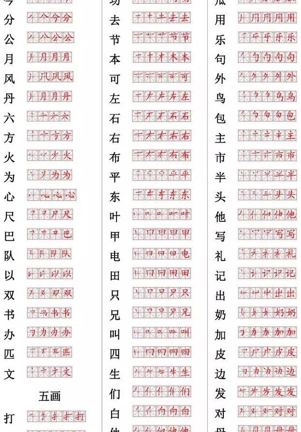 小学常用560个汉字笔画笔顺表收藏好暑假让孩子练习