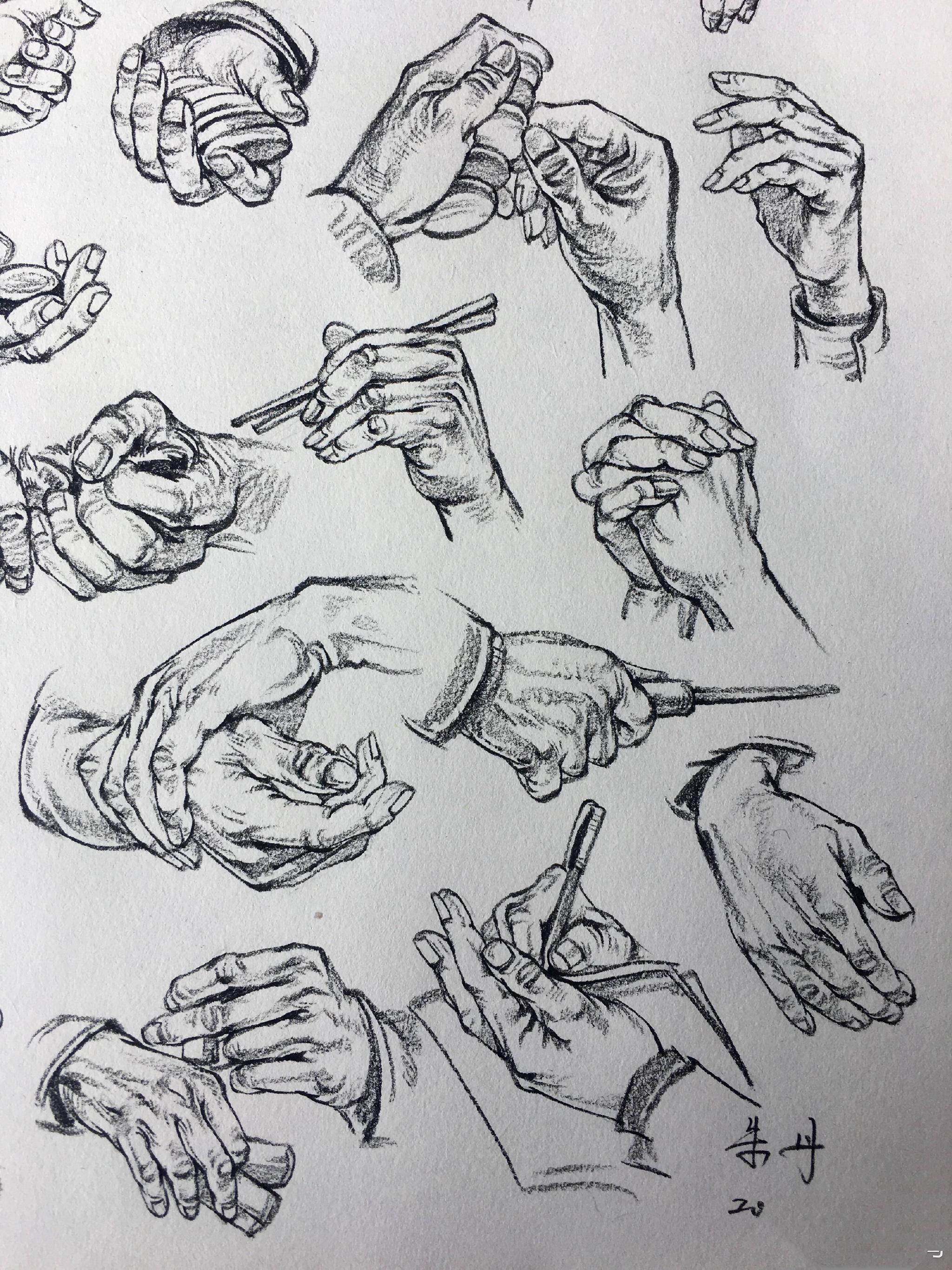 分享一波超全的手部速写,仅做分享练习使用。作者: