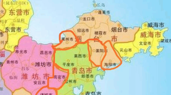 诸城, 高密, 莱州, 海阳, 莱阳假如划入青岛, 先后