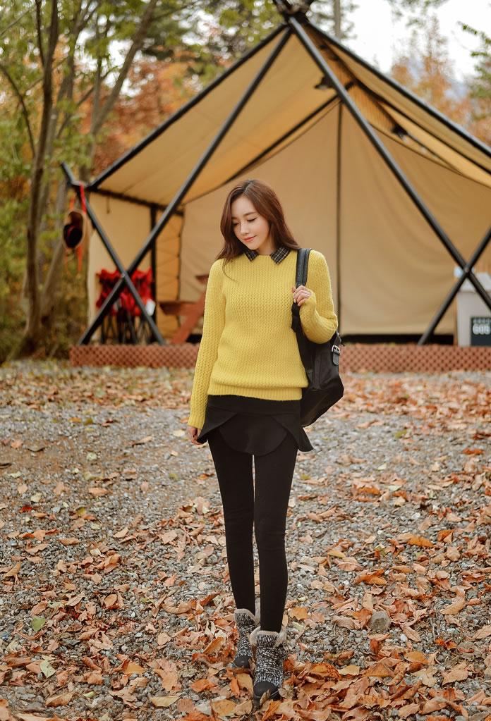 孙允珠黄色紧身毛衣黑色打底裤 般般入画楚楚