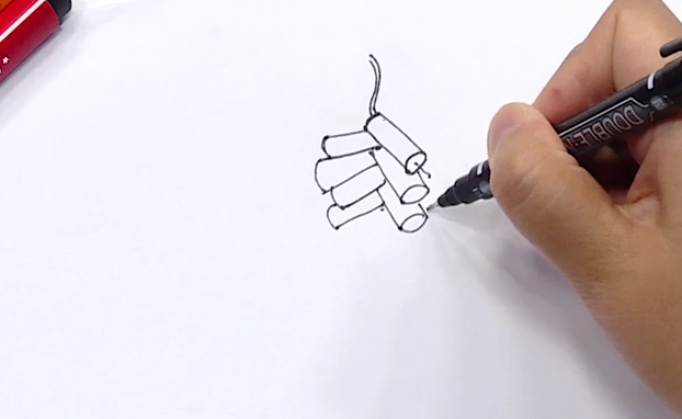 一串鞭炮简笔画,四个步骤就可以完成哦,超简单