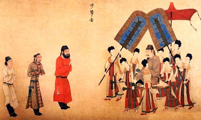 唐代画家阎立本《步辇图:盛唐对外交往缩影,绘画艺术巅峰之作