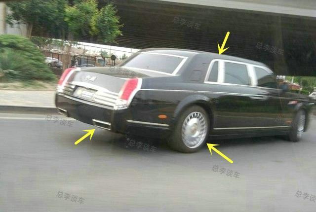 新款红旗车, 长6.5米, 后排只有一个座椅, 内饰有龙凤呈祥