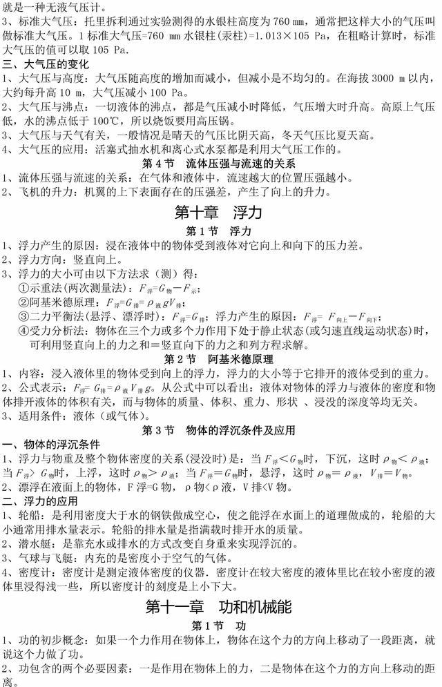 人教版八年级下册物理知识点汇总,替孩子收藏好,预习复习必备!